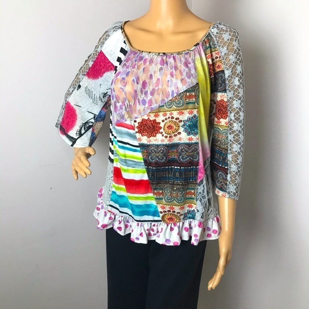 Sacred Threads Patchwork Boho Blouse Size: Small - image 1